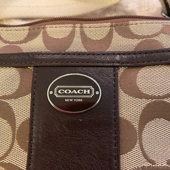 Coach Handbags - Coach Brown and Cream Signature Messenger Bag